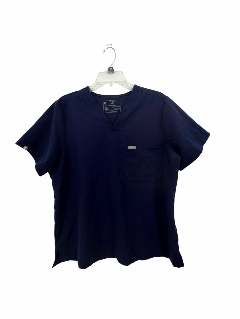 Figs Men's Navy V-Neck Scrub Top with Chest Pocket
